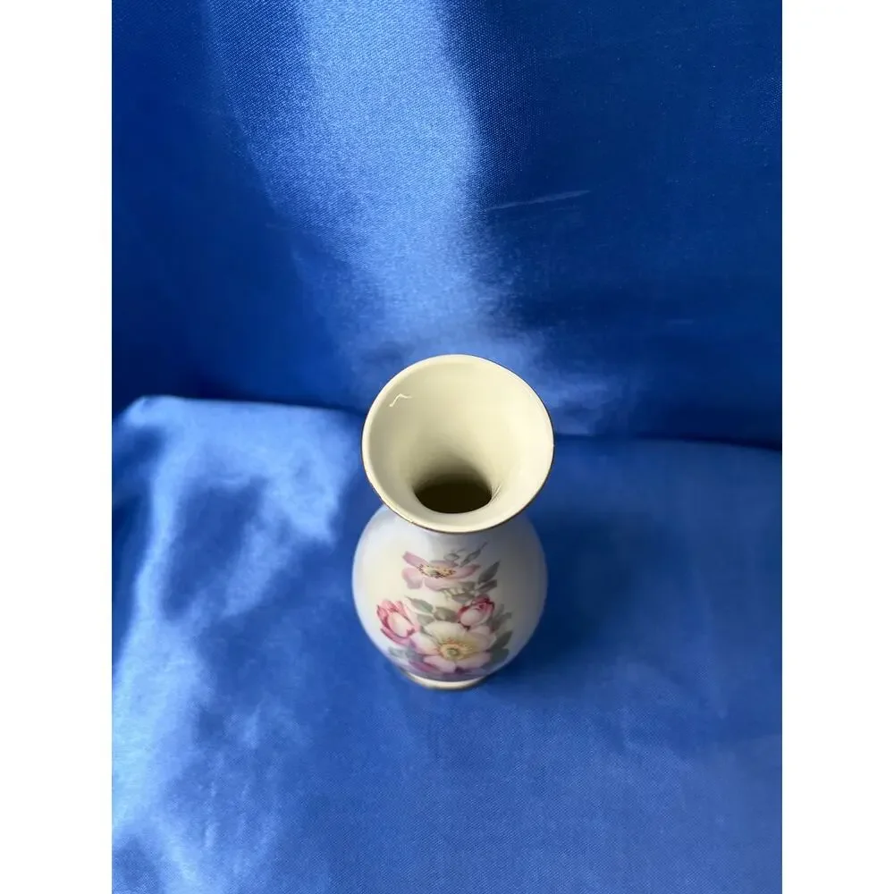 Vintage White Porcelain Bud Vase Gerold Porzellan Germany Accented with Flowers